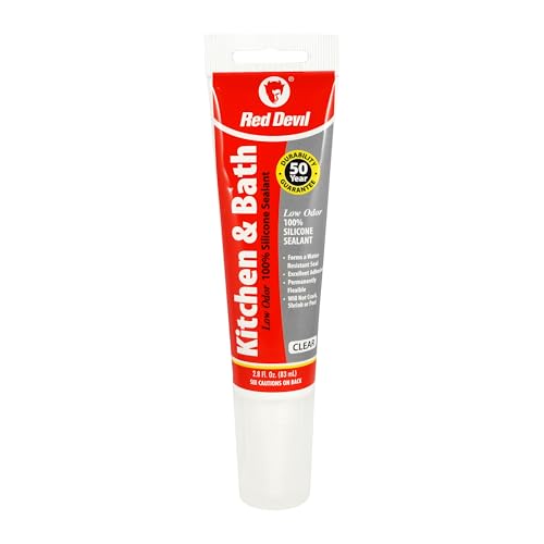 Image of Red Devil 0885 Kitchen & Bath Low Odor Silicone Sealant, 2.8 Oz Squeeze Tube, Clear, Pack of 1