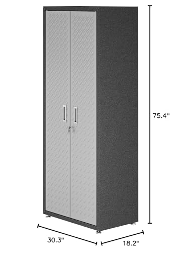 Image of Manhattan Comfort Fortress Collection Modern Designed Durable Tall Storage Standing Garage Cabinet Great For Tools and Supplies, Stainless Steel