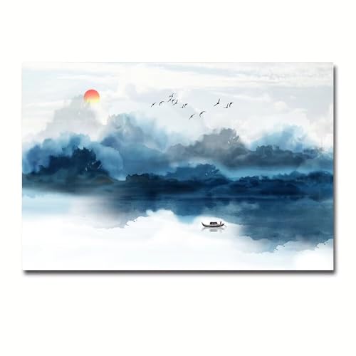 Tableau paysage chinois sur toile premium avec cadre intérieur