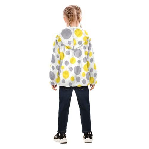 OTVEE Abstract Yellow Gray Circles Kids Hoodie Jacket Fall Spring Full Zip Warm Outwear Coat4