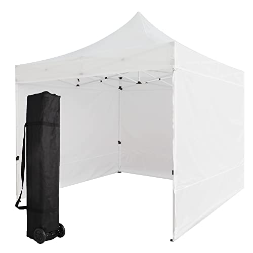 Pop Up Canopy Tent, 10X10 Ft Instant Canopies Tent, Outdoor Commercial Folding Shelter Sidewalls With Adjustable Height, Storage Bag,8 Stakes, 4 Canopy Sandbags, 4 Ropes, White #TOP24