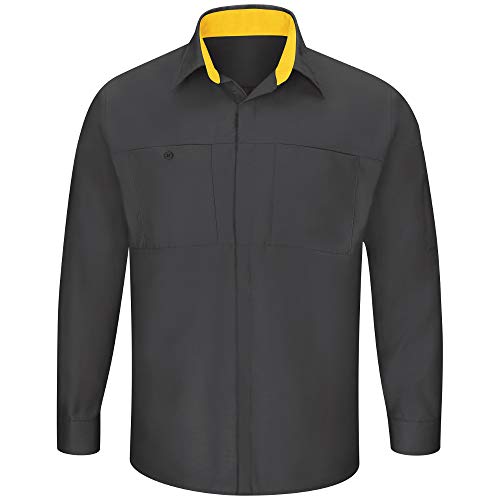 Red Kap Camisa masculina de manga comprida Performance Plus Shop com tecnologia Oilblok, Carvão com