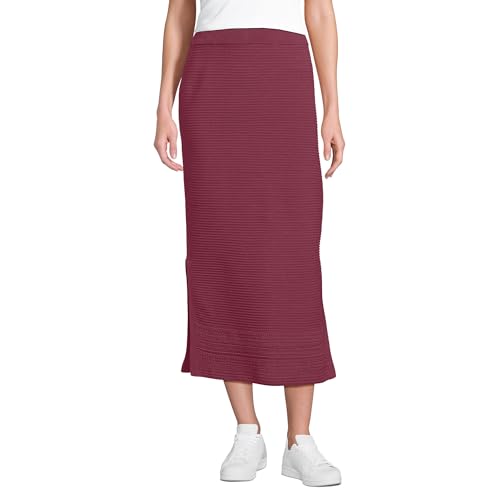 Lands' End Women's Cotton Pointelle Sweater Maxi Skirt - Set Bottom Small Burgundy Spritz