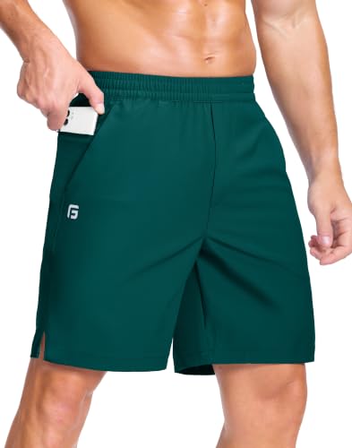 Image of GGJ Men's Lightweight Athletic Shorts with 2 Zipper Pockets 7 inch /9 inch /5 inch Gym Workout Running Quick Dry Tennis Shorts for Men