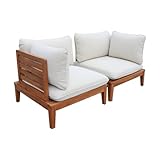 Modulable sweeek - Banquette modulable de Jardin Bois d\'acacia et Bouclette avec accoudoirs 2 Places Beige - Yona