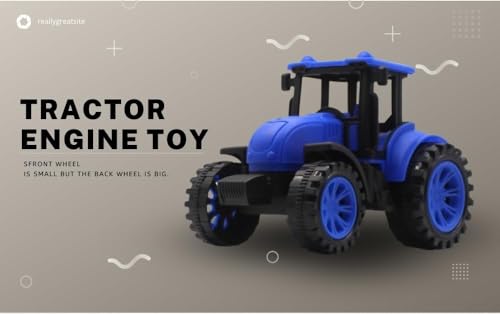 Image of Friction Powered Farm Tractor Toy for Kids Toddlers Boys Girls | Pull Back Medium Tractor Engine Vehicle Toy | Blue Agriculture Tractor Toy Age 3+ | BIS Certified | Made in India | NeoKiddo (Blue)