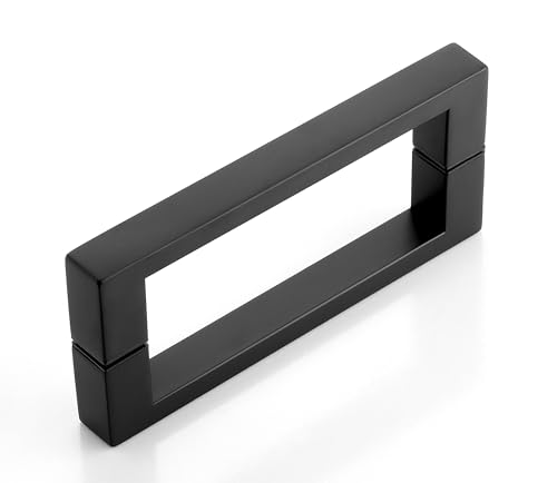 FEKEWIO Glass Shower Door Handle 8 inches Back to Back Square Corner 304 Stainless Steel for 1/4" to 1/2" Thickness Glass - Matte Black