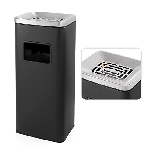 Image of BEAMNOVA Trash Can Indoor Outdoor Stainless Steel Commercial Garbage Can Industrial Garbage Enclosure Inside Cabinet with Lid Waste Container, Color Black, 30 * 25 * 68 cm / 11.8 * 9.8 * 26.8 in