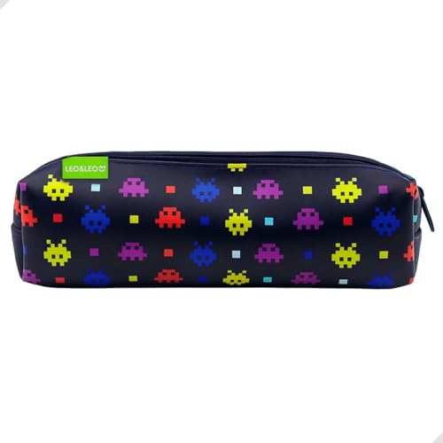 Estojo Escolar Infantil Grande Fecho em Zíper, Estampas Coloridas e Divertidas, Ideal para Lápis, Canetas e Material Escolar, Durável, Leve e Perfeito para Escola, Mochila e Dia a Dia (Game)