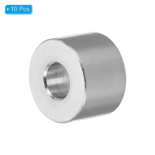 PATIKIL M6 10Stk Runde Aluminum Abstandshalter Metall Unterlegscheiben 6.2mm ID x 15mm AD x 10mm L Dicke Distanzhülsen Schraube Abstand für 1/4\ oder M6 Schraubbolzen