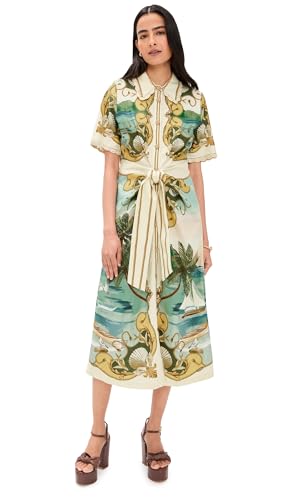 FARM Rio Women's Royal Sea Multicolor Midi Dress, Royal Sea Multicolor, XS