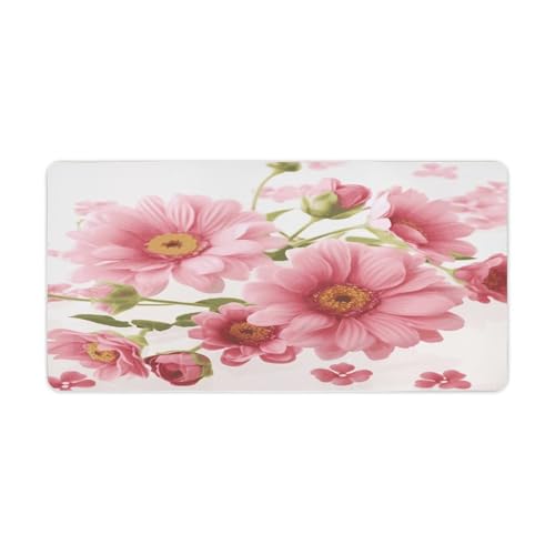 Alfombrilla de Escritorio Rosa con Flores, Antideslizante Grande