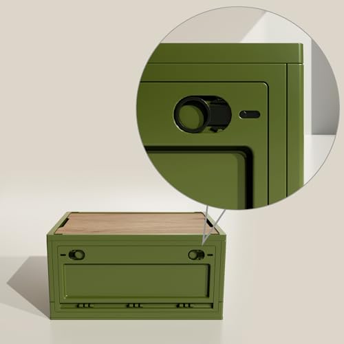 RMAN Aufbewahrungsbox mit Deckel 38L Campingbox Campingschrank Faltbar Transportbox Storage Box für Auto Kofferraum Organize mit 4 Rollen für Reisen im Freien, Camping, Familie, Camping Zubehör, Grün