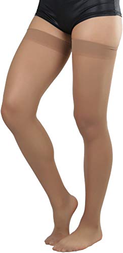 ToBeInStyle Women's Seamless Thigh High Nylon Stocking With Opaque Band3