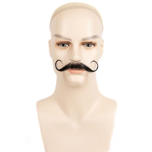 Fake Mustache Human Hair Beard DROPS TO (works on Natural Black-01-Natural Black) - image 2