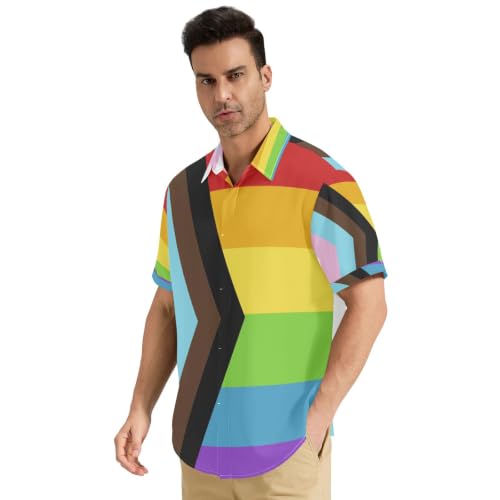 Chemise arc-en-ciel homme GuoChe en taille S à boutons