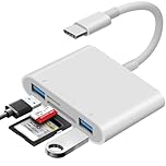 USB C SD Card Reader for Mac/MacBook/iPad/iPhone 15 Pro WNXSLOAD SD Card Adapter with Dual Card Slots & USB Ports, USB-C/TypeC 4 in 1 Trail Camera Memory Card Reader, Plug and Play