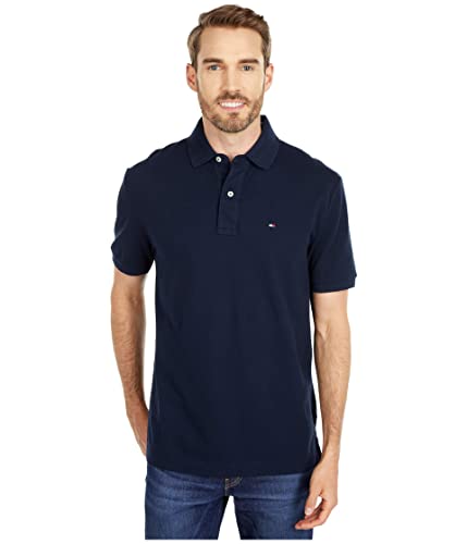 Tommy Hilfiger Mens Adaptive With Magnetic Buttons In Classic Fit Polo Shirt, Sky Captain, Large Us #TOP3