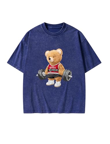 IRON PANDA Fitness Bear Men's Fitness T-Shirt - Washed Soft Fabric for Fitness, Workout and Casual wear, Cartoon Bear2