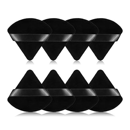 Image of Triangle Powder Puff Face Cosmetic Powder Puff Washable Reusable Bake Loose Powder Cosmetic Foundation Sponge Mineral Powder (8 Pcs Black Triange Puff)