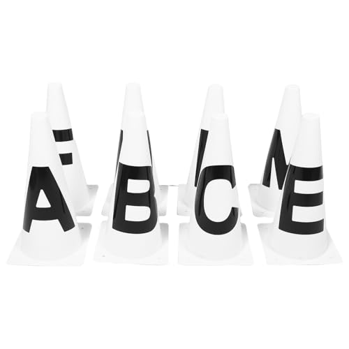 MUELODSIC 8 Piezas Conos de Agilidad Deportiva para Fútbol 32 Cm, 8 Piezas, Marcadores Alfabéticos de Campo, Resistentes para Entrenamiento Interior y Exterior, Equipo para Práctica y