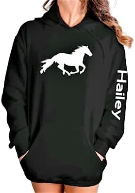 Horse Gift, Personalized Horse GIft for Equestrian Girls, Running Horse Hoodie with Name