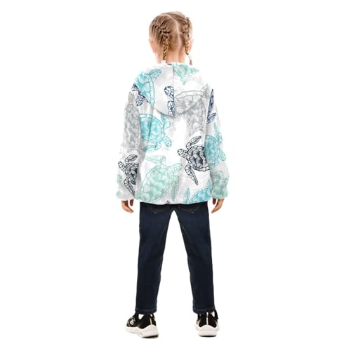 OTVEE Ocean Blue Sea Turtles Kids Hoodie Jacket Fall Spring Full Zip Warm Outwear Coat4