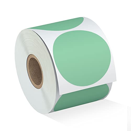 Misofuki 2" 750 Labels Circle Direct Thermal Stickers Labels Roll Compatible with Zebra, Rollo, MUNBYN, Self-Adhesive Round Direct Thermal Labels for DIY Logo Design, QR Code, Name Tag, Inventory