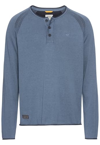 camel active Camiseta Henley para Hombre de algodón orgánico Certificado, Azul, S