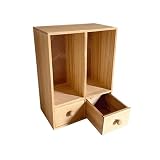 CFGH6FDF Double Drawers Desktop Bookshelf Office Dormitory Minimalism Wooden Storag Rack Freestanding Book Shelf