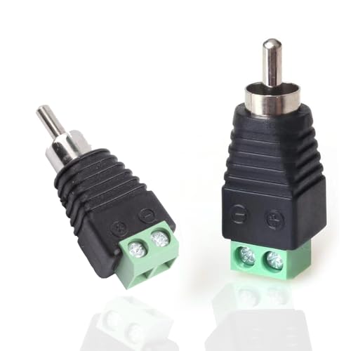 California JOS RCA Cable Audio Adapter Phono RCA Male Plug to AV Screw Terminal Audio/Video Speaker Wire connectors Solderless Adapter(RCA Male-2pack)