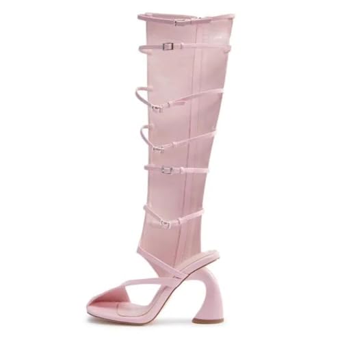 Women's Square Toe Special High Heels Side Zipper Adjustable Buckles Heeled Sandals