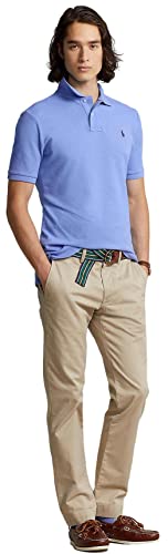 Image of Polo Ralph Lauren Men Custom Fit Mesh Pony Logo Shirt (L, HarborBlue)
