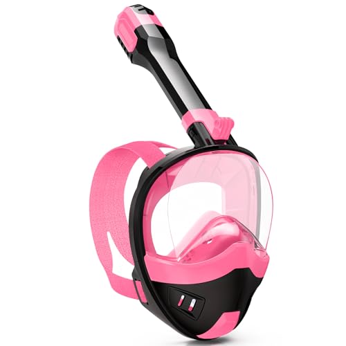 Máscara de Snorkel de Cara Completa Snorklix para Adultos y Niños con Sistema de Respiración Dry Top y Montura para Cámara Desmontable, Vista Panorámica de 180 Grados miniatura 1