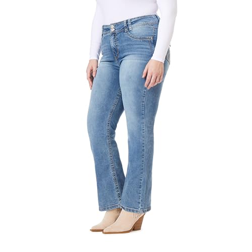 Image of WallFlower Luscious Curvy Bootcut Jeans for Women, Mid-Rise Insta Stretch Denim, Size-Inclusive Juniors Jeans
