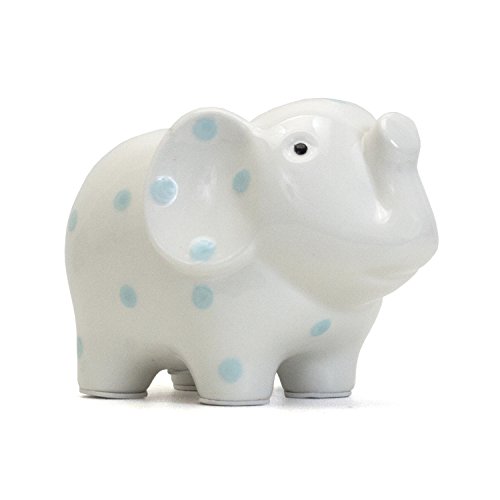 Child To Cherish Ceramic Elephant Piggy Bank For Boys, Blue Polka Dots #TOP11