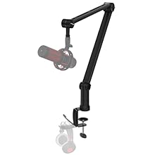 ADJUSTABLE BOOM ARM – 360° rotation and flexible joints allow precise mic positioning for streaming, recording, and gaming. DUAL SPRING SYSTEM – Strong suspension springs support up to 1kg for stable, shake-free performance. SPACE-SAVING DESIGN – Fol...