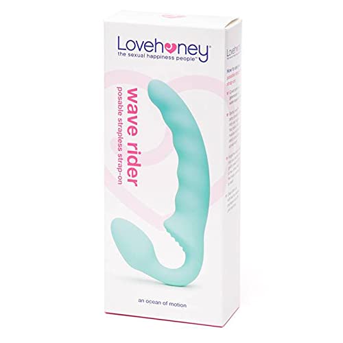 Lovehoney Wave Rider Strapless Strap On Dildo - Flexible 6 Inch Strap On Dildo For Women - Curved Rippled Shaft In Soft To Touch Silicone - Waterproof - Aqua #TOP4
