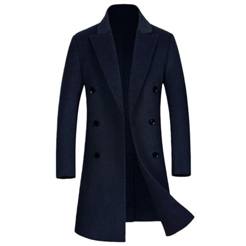 Gabardina de lana gruesa masculina con doble botonadura para evitar el frío y vestir elegante