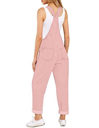 luvamia Women's Casual Adjustable Denim Bib Overalls Jeans Pants Fashion Loose Overall Jumpsuits Pink Size XX-Large (Size 20 - Size 22)