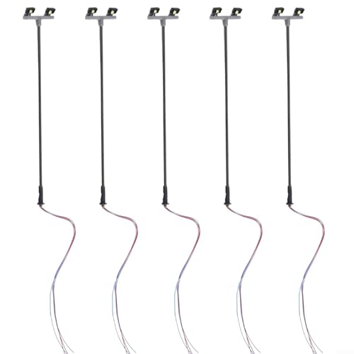 Ehlivhall 5Pcs Twin LED Model Railway Yard Lights for OO 00 Guage Flood Light Perfect for Scenery and Street Layouts