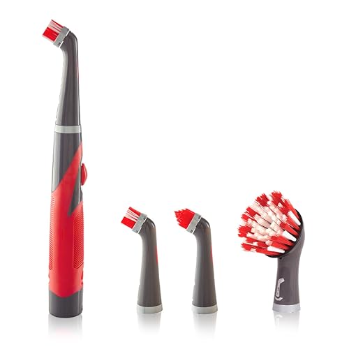 Rubbermaid Reveal Power Scrubber 5-Piece Kit, Cordless Electric Battery Powered Spin Scrub Brush, Water Resistant, for Home/Kitchen/Bathroom/Grout/Tile/Shower/Tub
