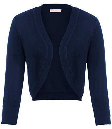 Womens Lightweight Shrug Cardigan Cropped Bolero Jacket For Dress,Xl,Navy Blue #TOP1