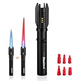 Torch Lighters, Butane Lighters, Adjustable Jet Flame Torch Lighters, Windproof Refillable Gas Torch Lighter Long Lighter for Candle, Grill, BBQ, Fireworks(Butane Not Included) (Black)