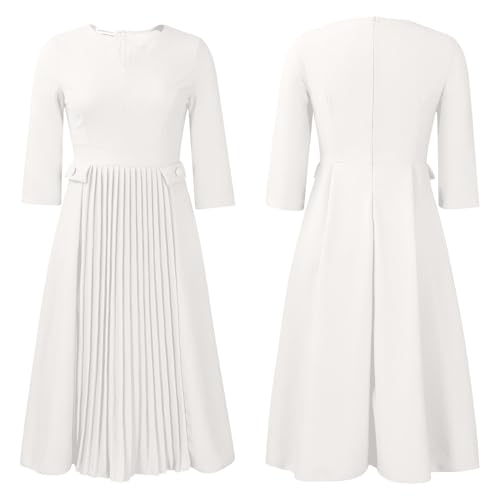 Image of Wear to Work Midi Dress for Women Business Casual A-line Dress Elegance Church Outfits
