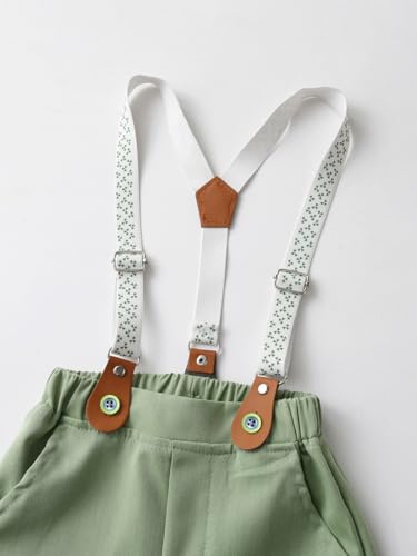 Image of Boarnseorl Baby Boys Pants Sets, Infant Long Sleeve Shirt + Pants + Bow Tie + Suspenders Outfits
