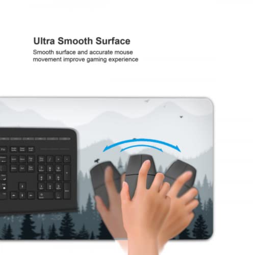 Image of XXL Gaming Mouse Pad 35x17 Inch, Misty Forest Landscape Desk Mat Extended