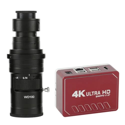 顕微鏡観察 UHD 8MP 4K HDMI USB LAN 工業用顕微鏡測定カメラデジタル電子拡大鏡 U ディスクストレージとビデオレコーダー(With 200x lens)