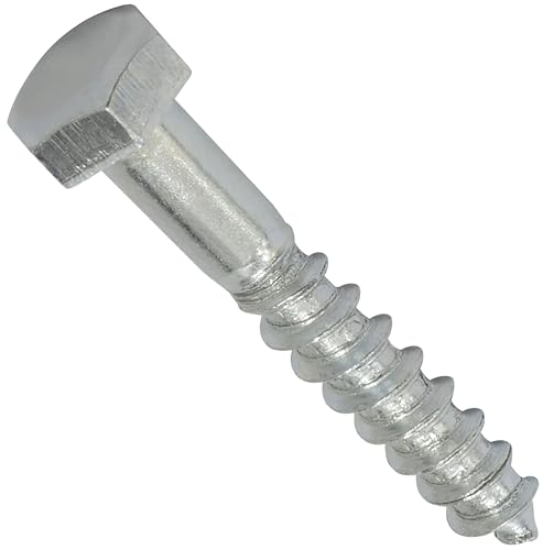 AERZETIX - C69893 - Juego de 10 - Tornillos para madera/tirafondos M5x30mm - con cabeza hexagonal 6 lados - DIN571 - en acero galvanizado - montaje fijación marco de madera contrachapado aglomerado