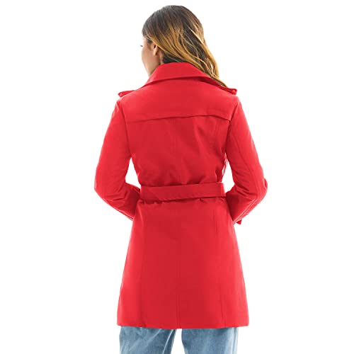 Women's Waterproof Trench Coat Double-Breasted Classic Lapel Petite Overcoat Belted Slim Outerwear Coat - Image 5
